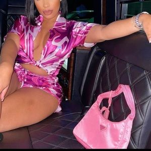 Sleep Wrld Pink Two Piece Silk Set